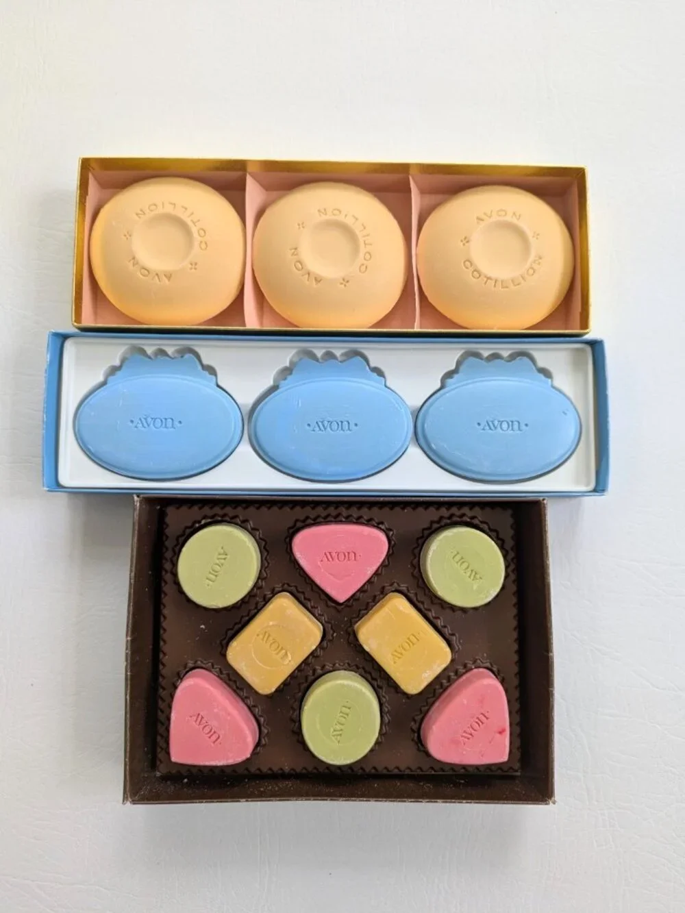 Lot 3 Boxes Vintage 60's & 70's Avon Decorative Soap Hostess Sets